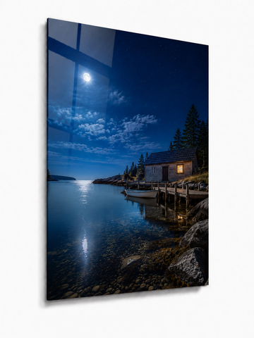 Moonlit Cabin: Night Coastal