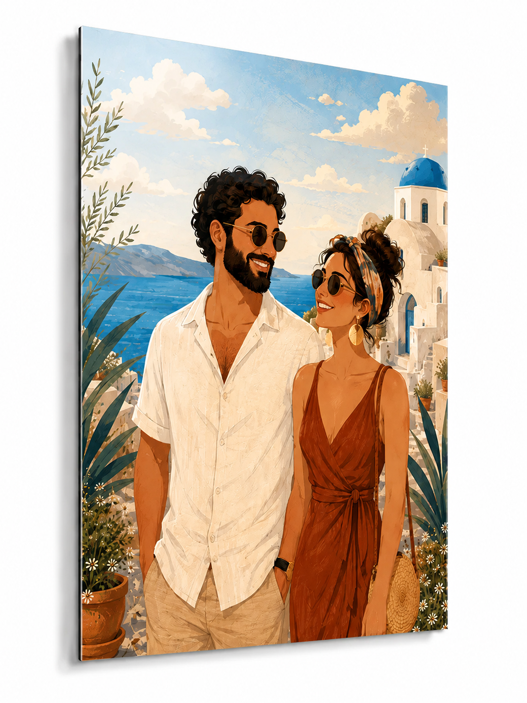Custom Santorini Couple Portrait