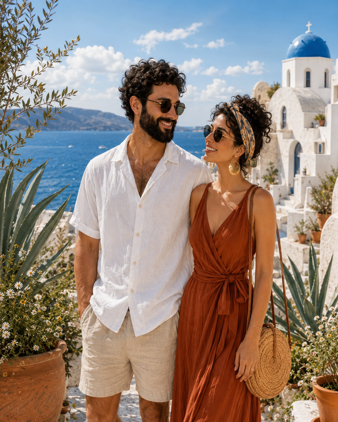 Custom Santorini Couple Portrait