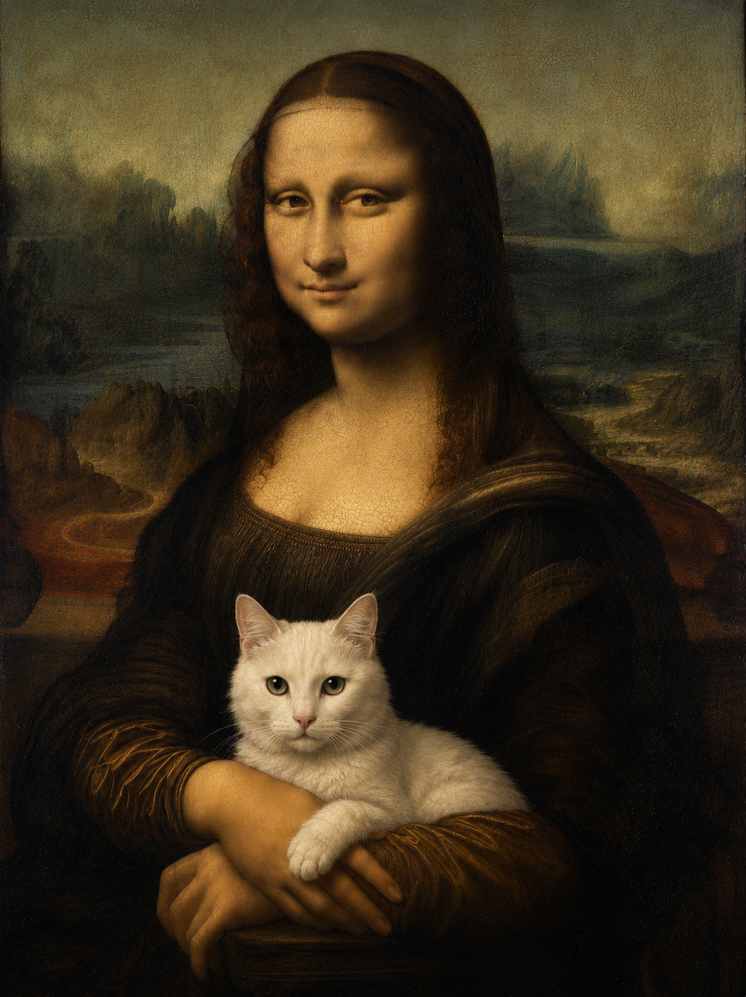 Leonardo da Vinci Mona Lisa with Cat