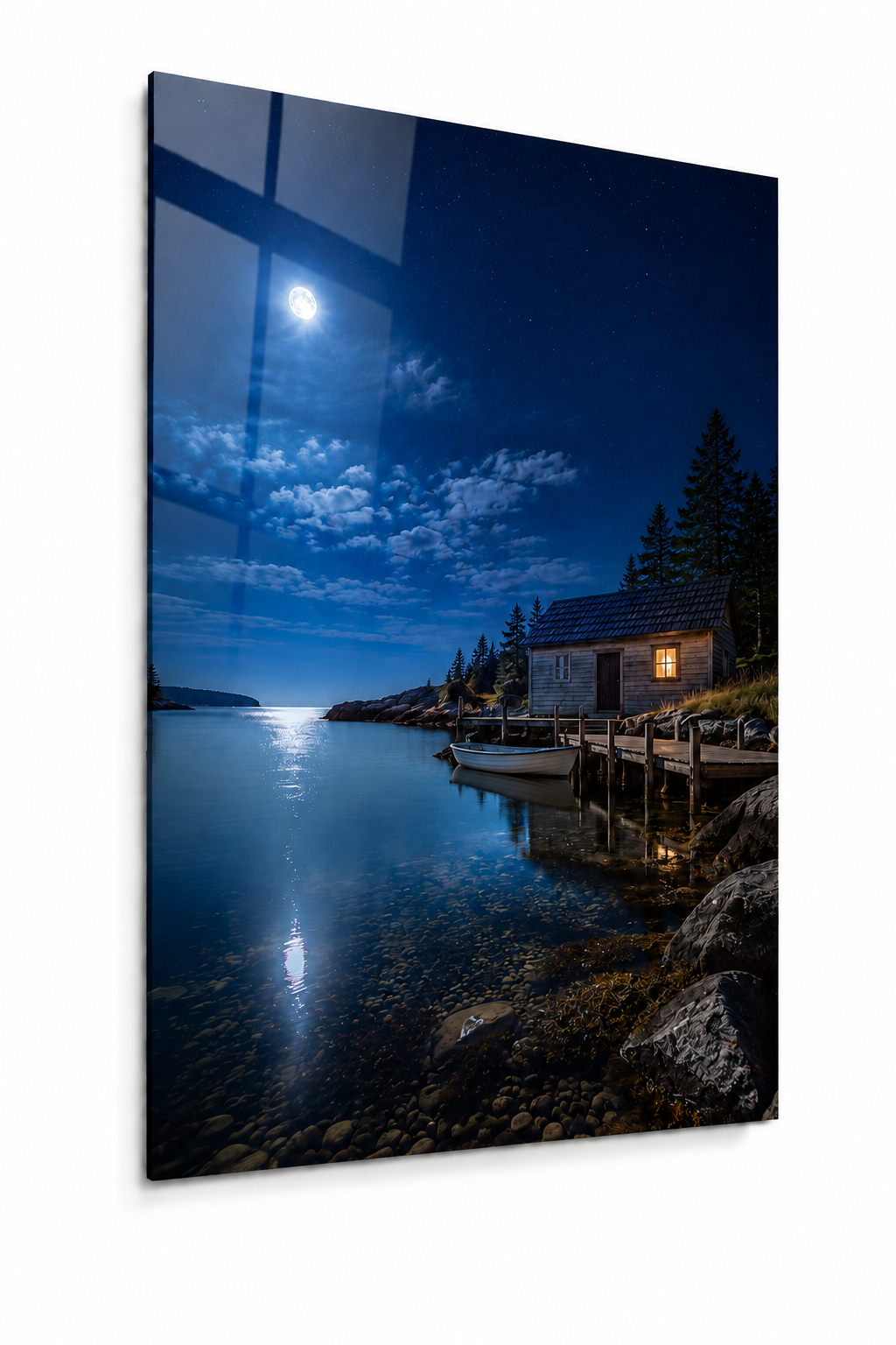 Moonlit Cabin: Night Coastal