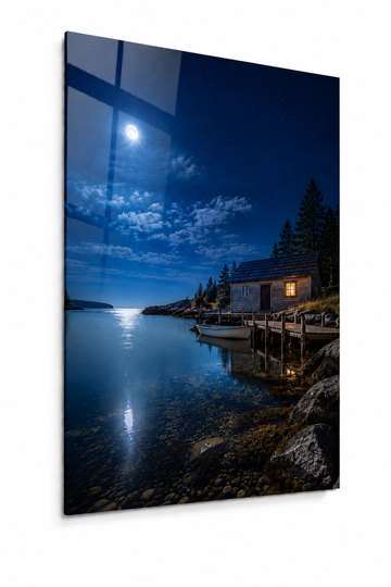 Moonlit Cabin: Night Coastal