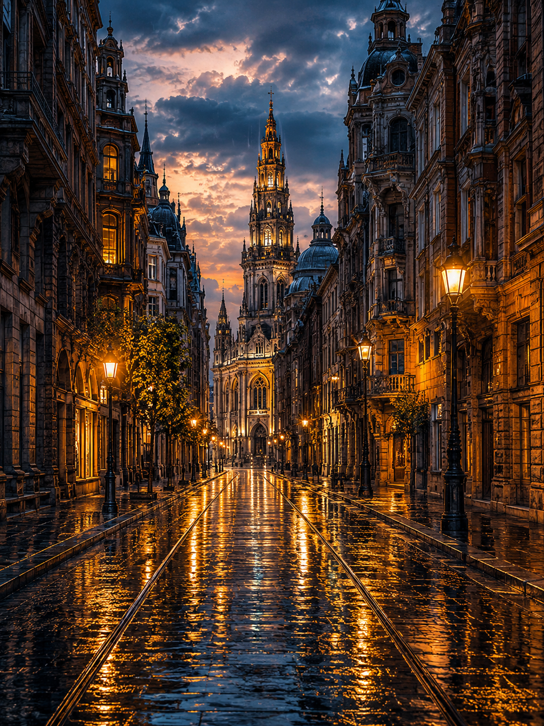 Vintage European Old Town