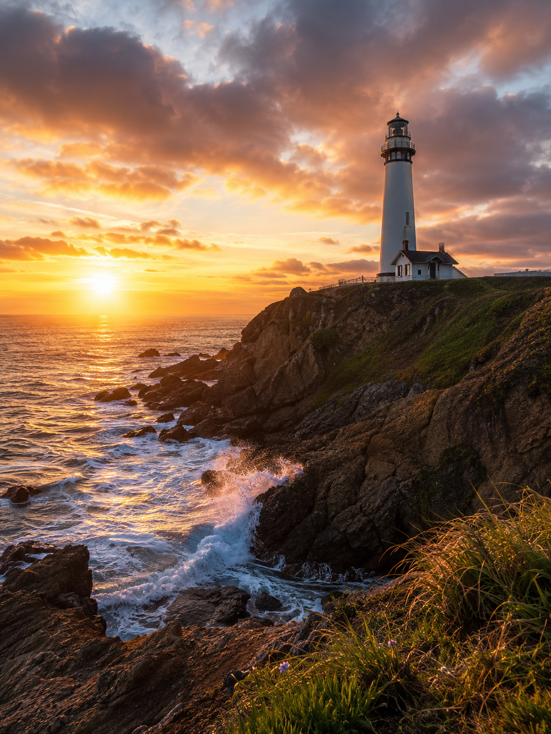 Sunset Beacon: Coastal Lighthouse