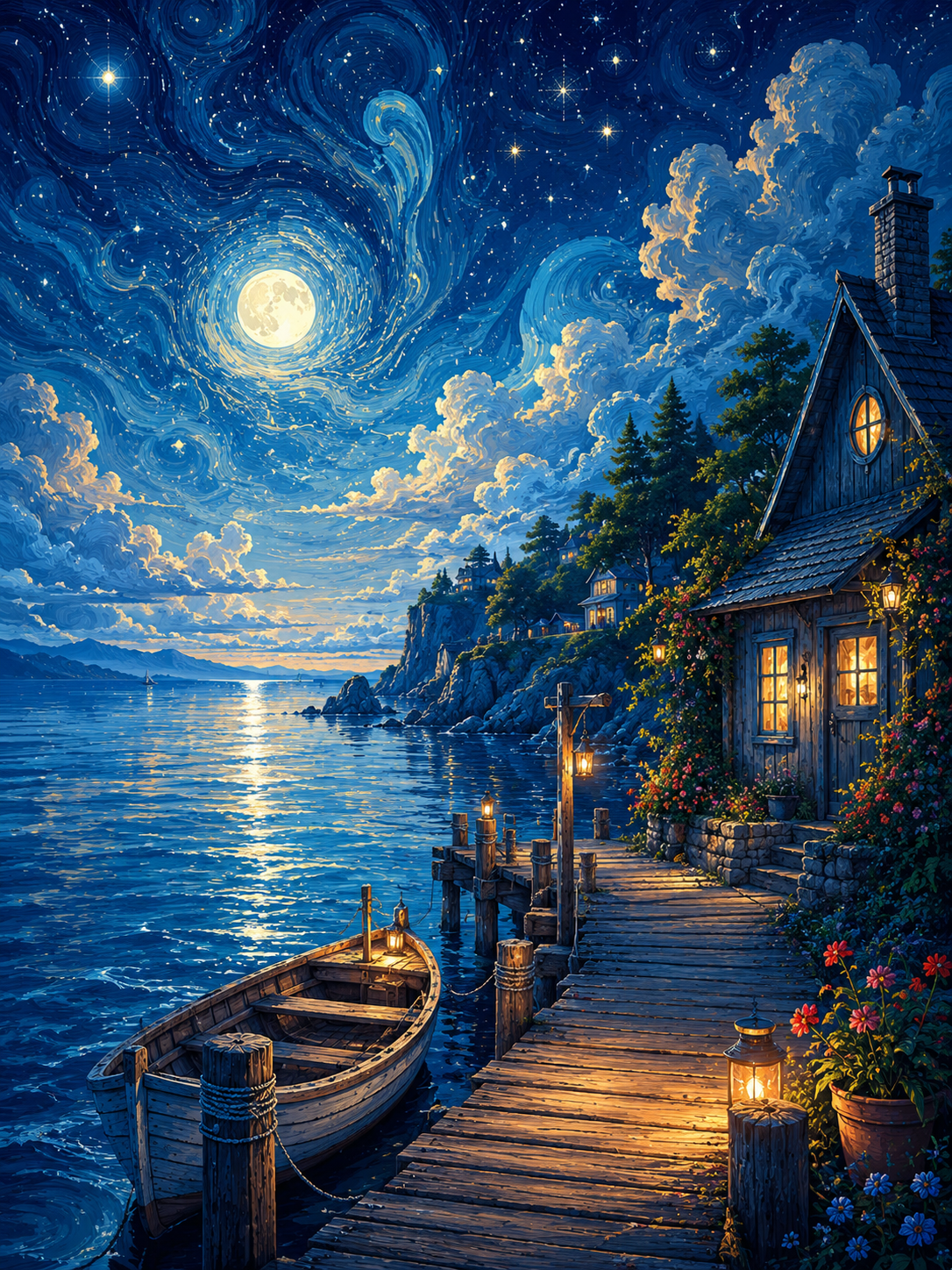 Starlit Harbor: Coastal Night