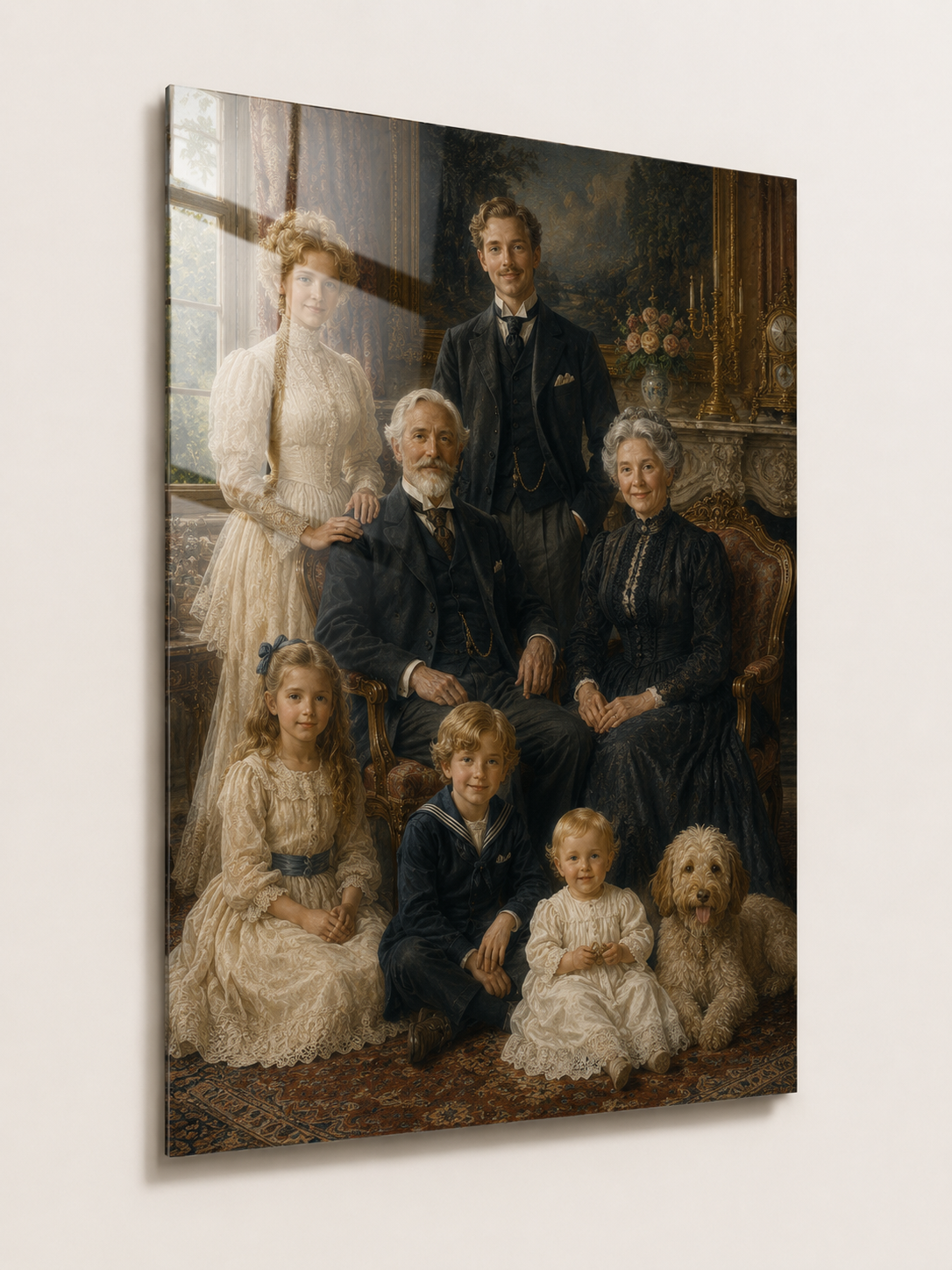 Custom Grand Family Portrait with Pet