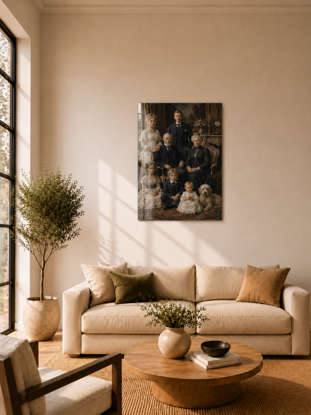 Custom Grand Family Portrait with Pet
