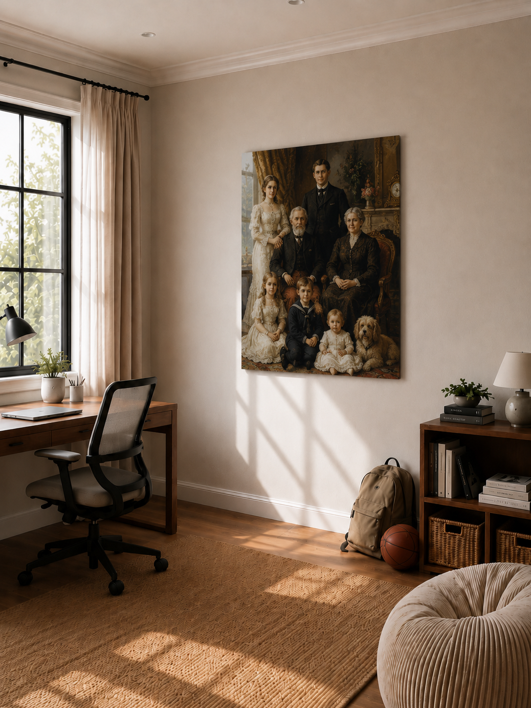 Custom Grand Family Portrait with Pet