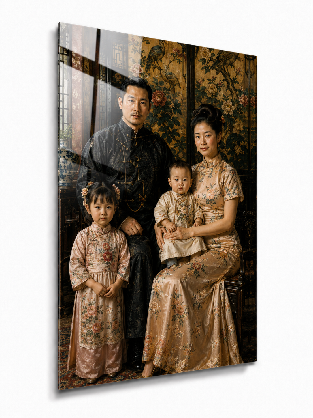 Custom Vintage Asian Family Portrait
