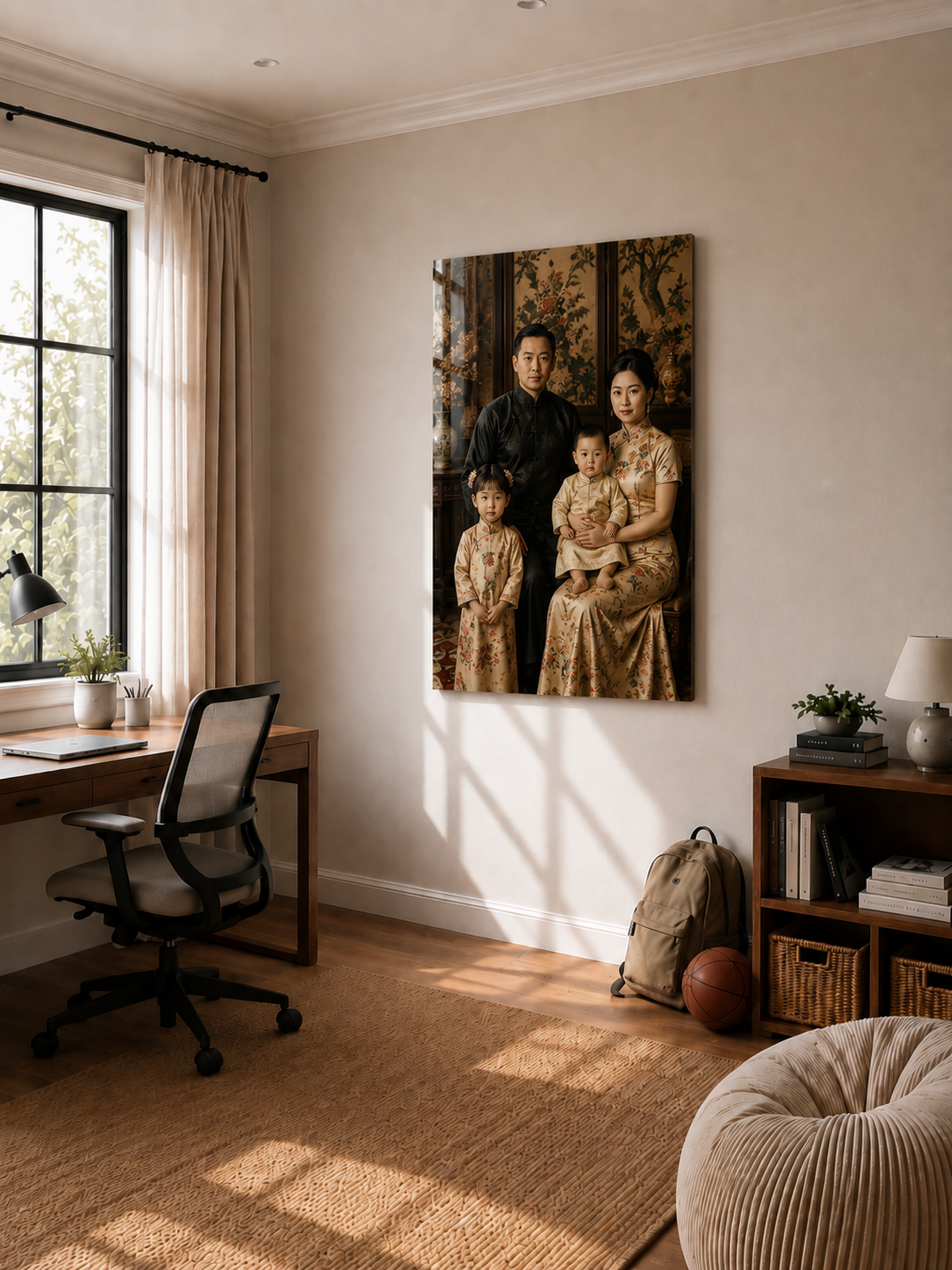 Custom Vintage Asian Family Portrait