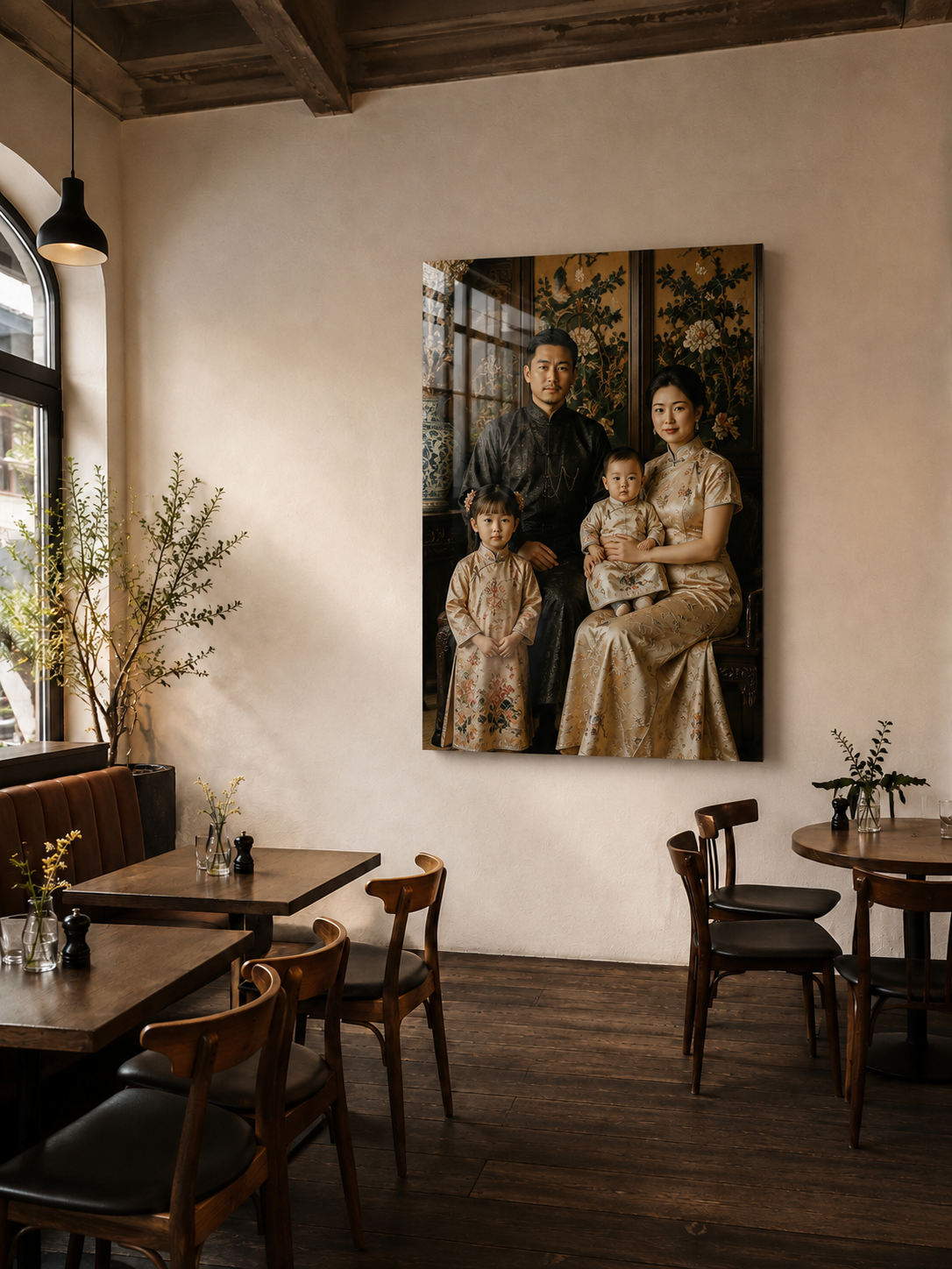 Custom Vintage Asian Family Portrait
