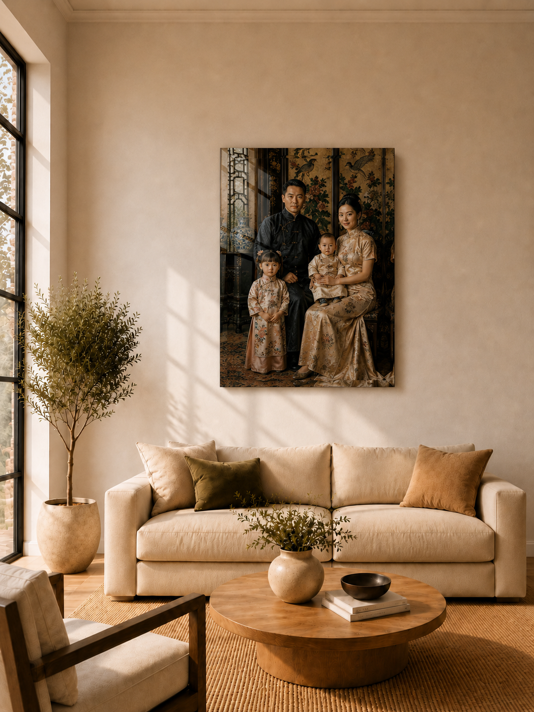 Custom Vintage Asian Family Portrait