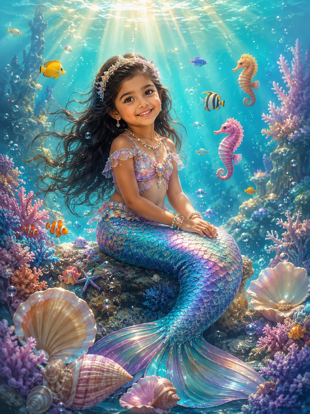 Custom Mermaid Kids Portrait