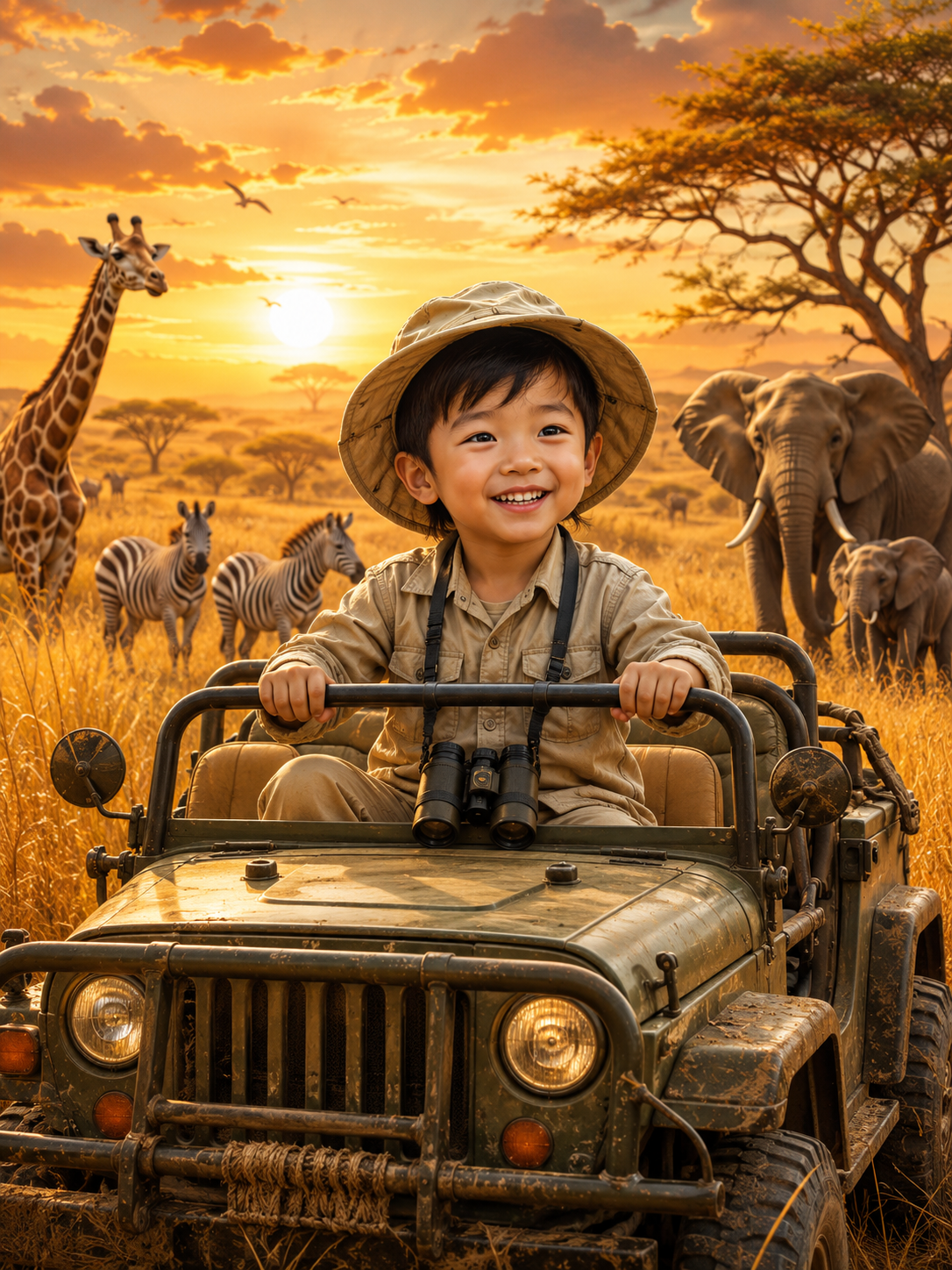 Custom Safari Kids Portrait