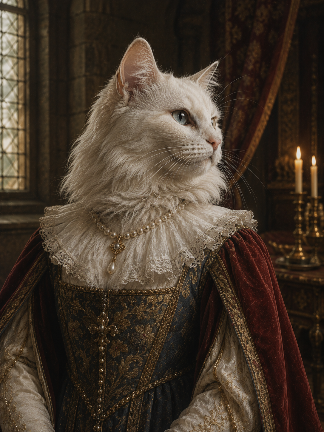 Custom The Queen White Cat