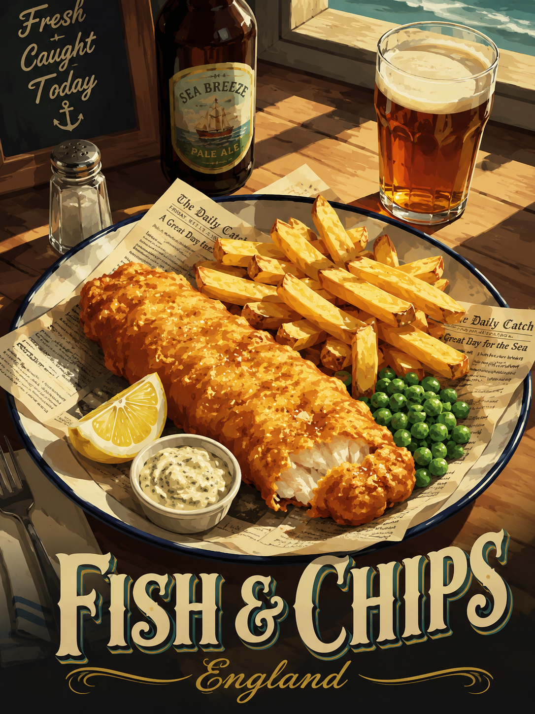 Vintage British Fish and Chips