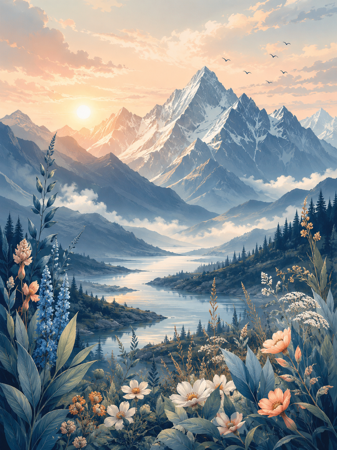 Pastel Mountain River