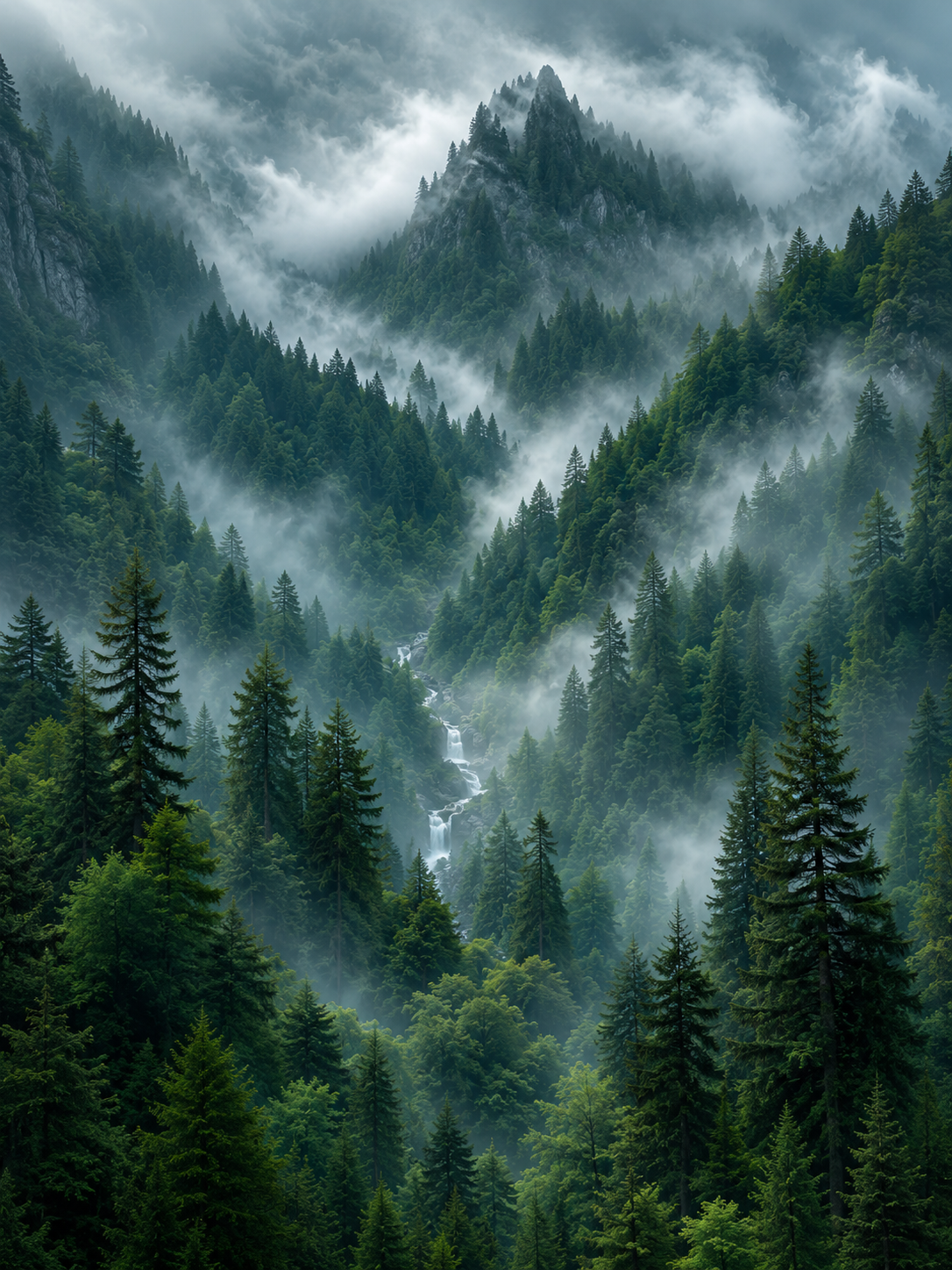 Moody Foggy Forest